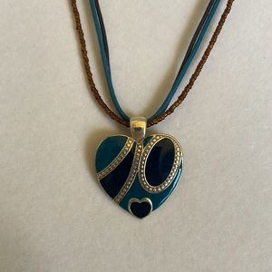 Handmade Enamel Heart Beaded String Choker Necklace 10”